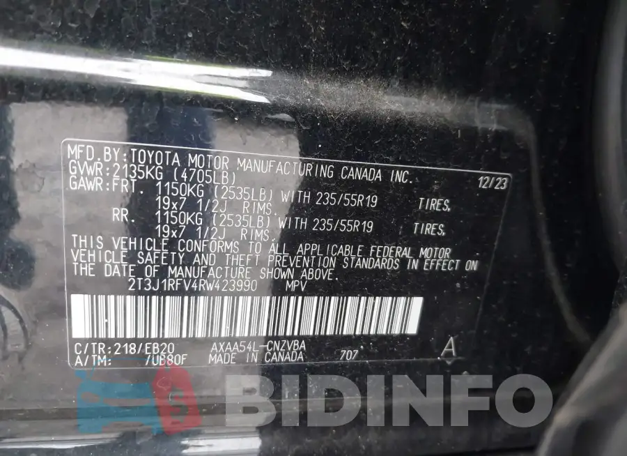 2T3J1RFV4RW423990 Photo# 9