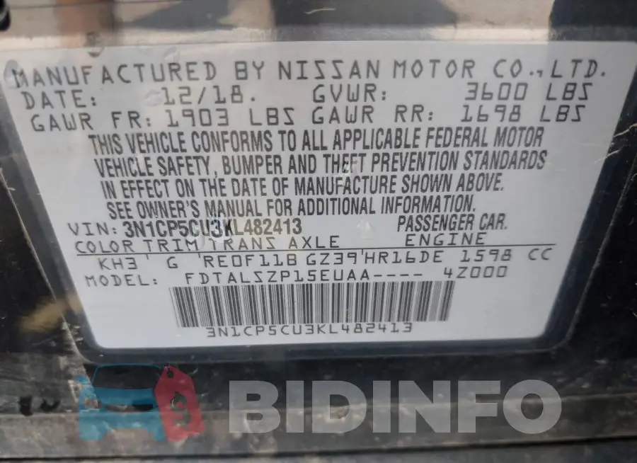 3N1CP5CU3KL482413 Photo# 9