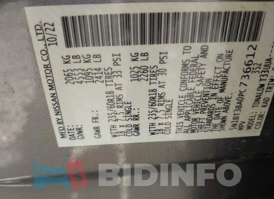 5N1BT3BA0PC736612 Photo# 9