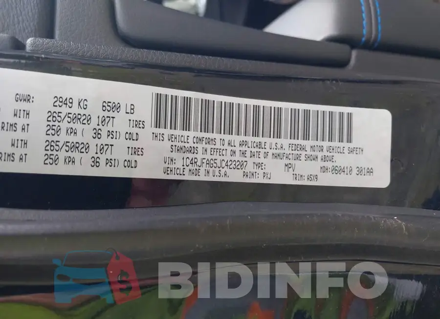 1C4RJFAG5JC423207 Photo# 9