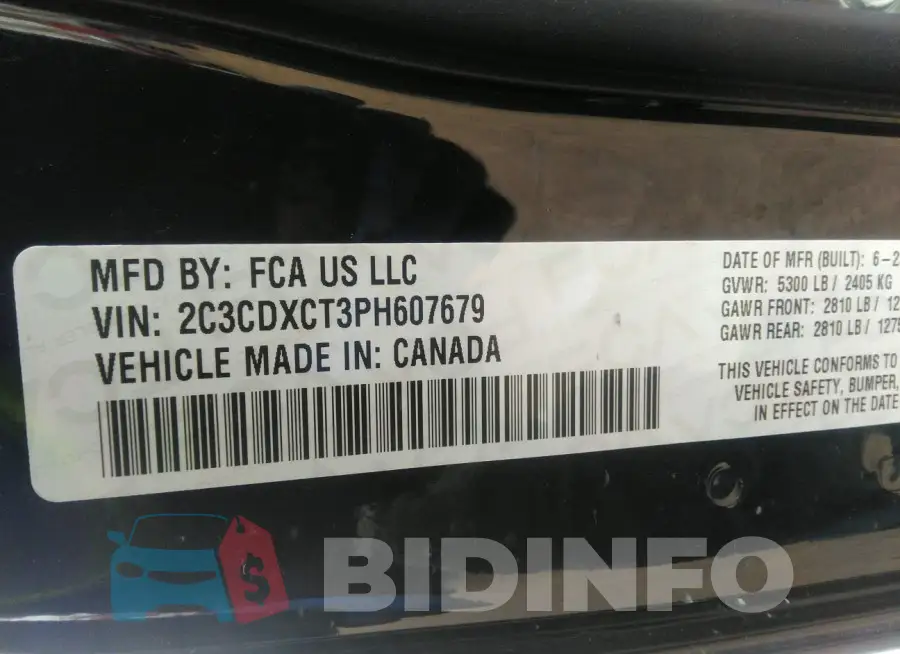 2C3CDXCT3PH607679 Photo# 9