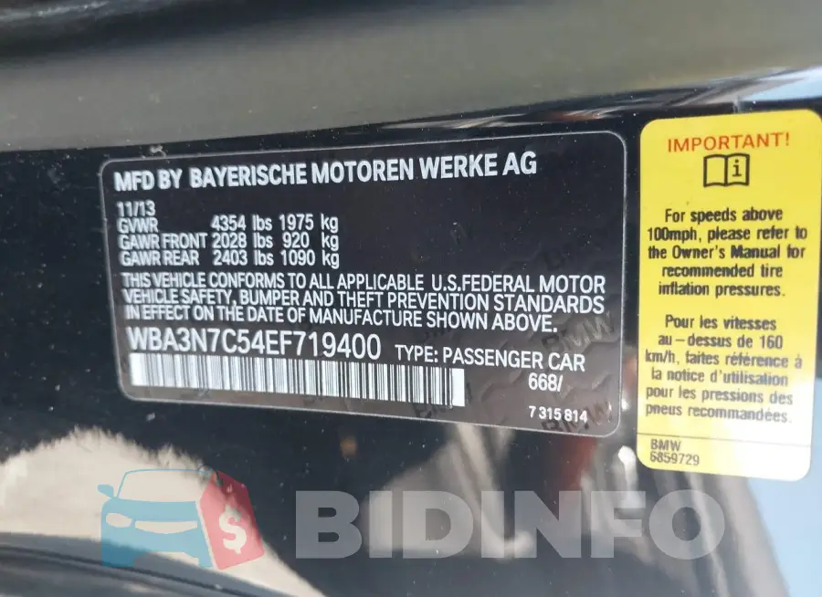 WBA3N7C54EF719400 Photo# 9