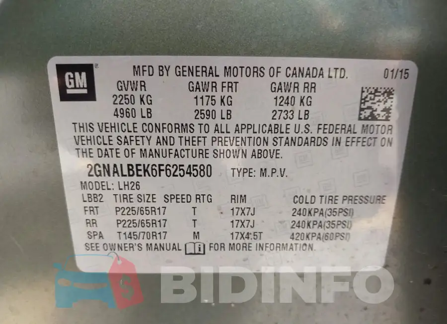 2GNALBEK6F6254580 Photo# 9