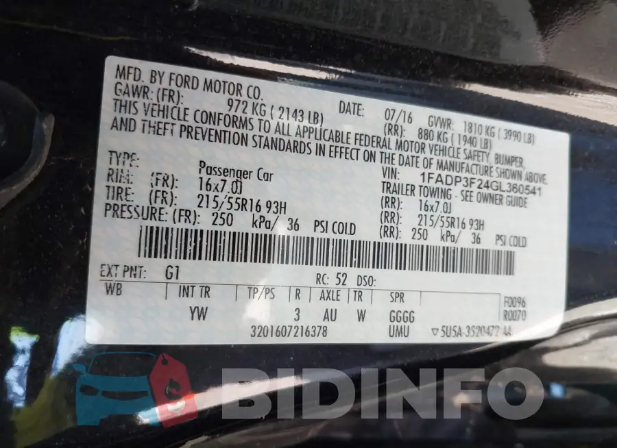 1FADP3F24GL360541 Photo# 9
