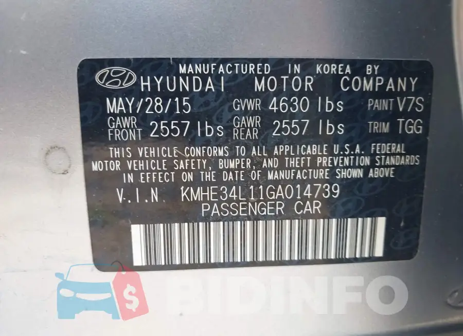 KMHE34L11GA014739 Photo# 9