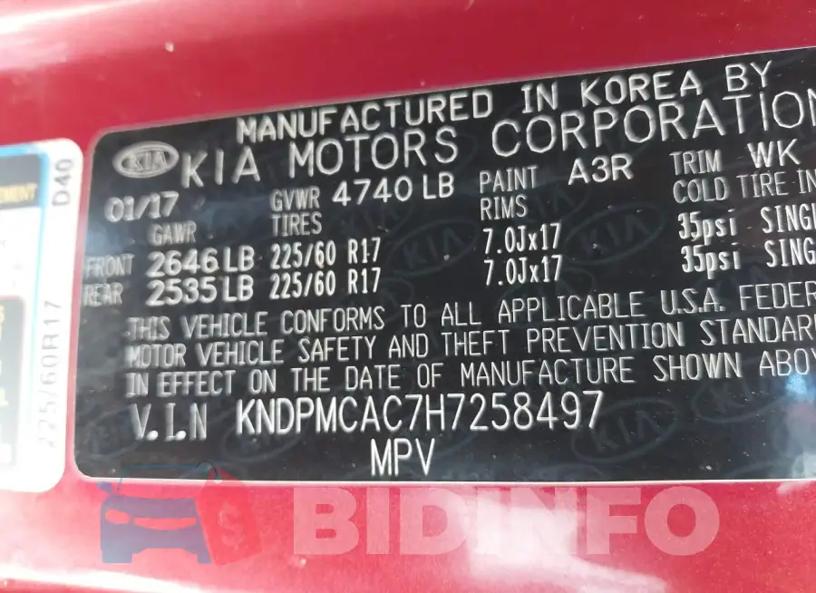 KNDPMCAC7H7258497 Photo# 9