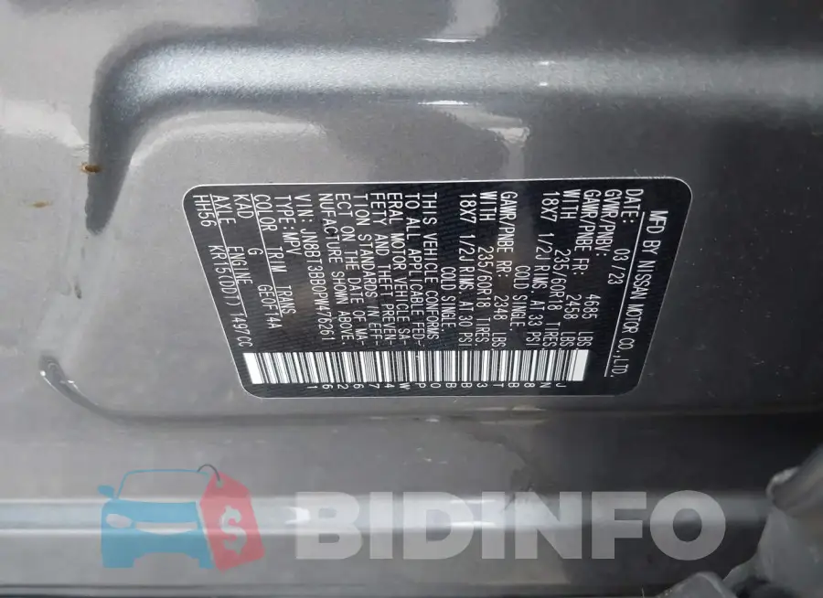 JN8BT3BB0PW476261 Photo# 9