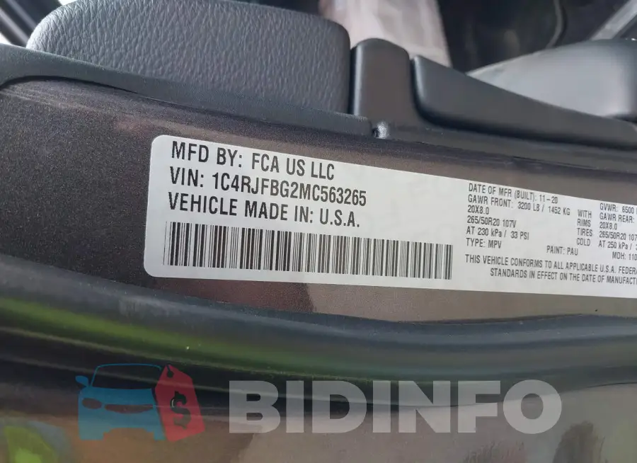 1C4RJFBG2MC563265 Photo# 9