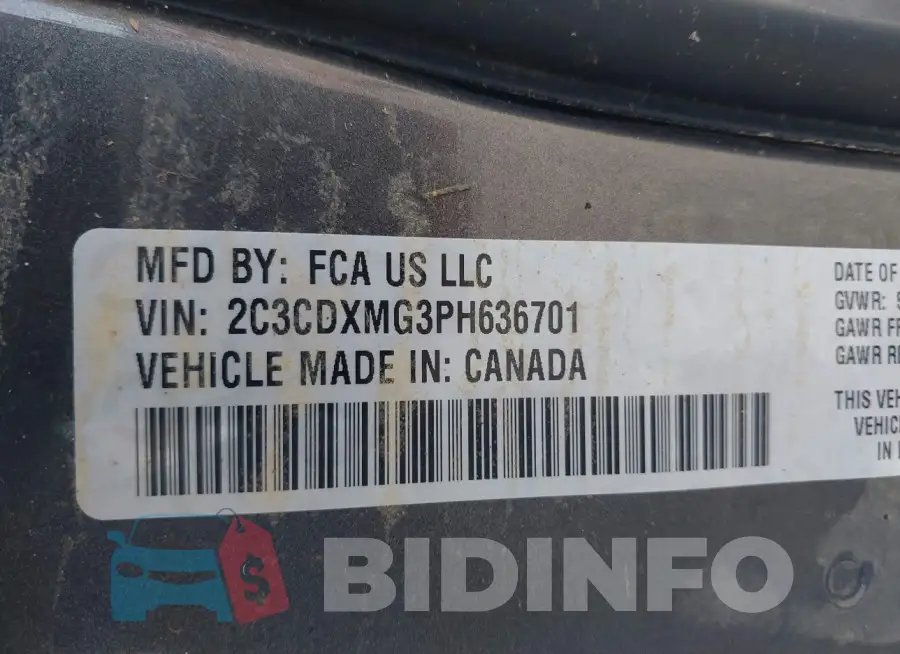 2C3CDXMG3PH636701 Photo# 9