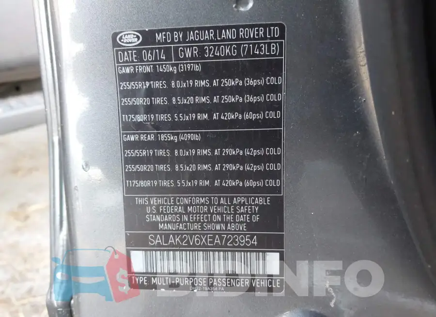 SALAK2V6XEA723954 Photo# 9