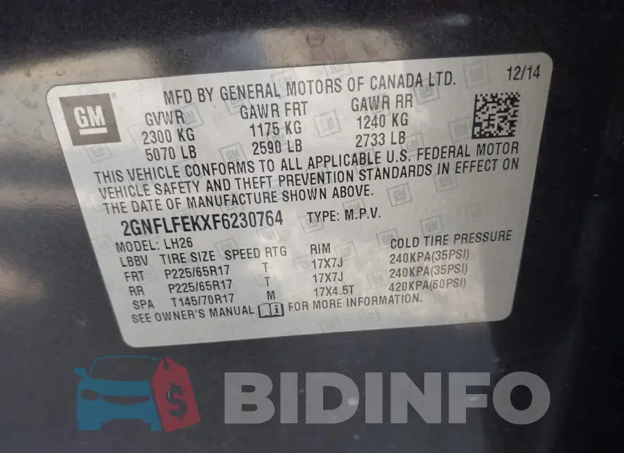 2GNFLFEKXF6230764 Photo# 9
