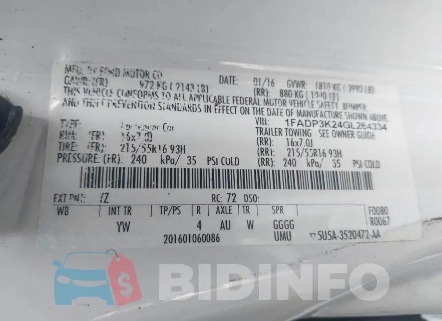 1FADP3K24GL264334 Photo# 9