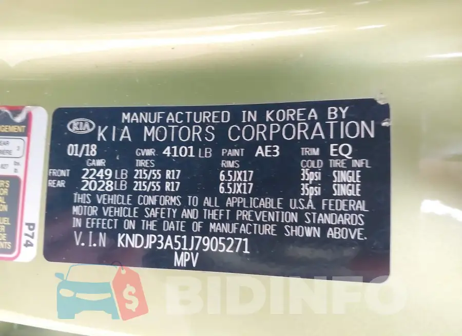 KNDJP3A51J7905271 Photo# 9