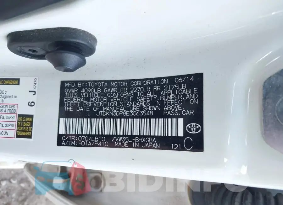 JTDKN3DP8E3063548 Photo# 9