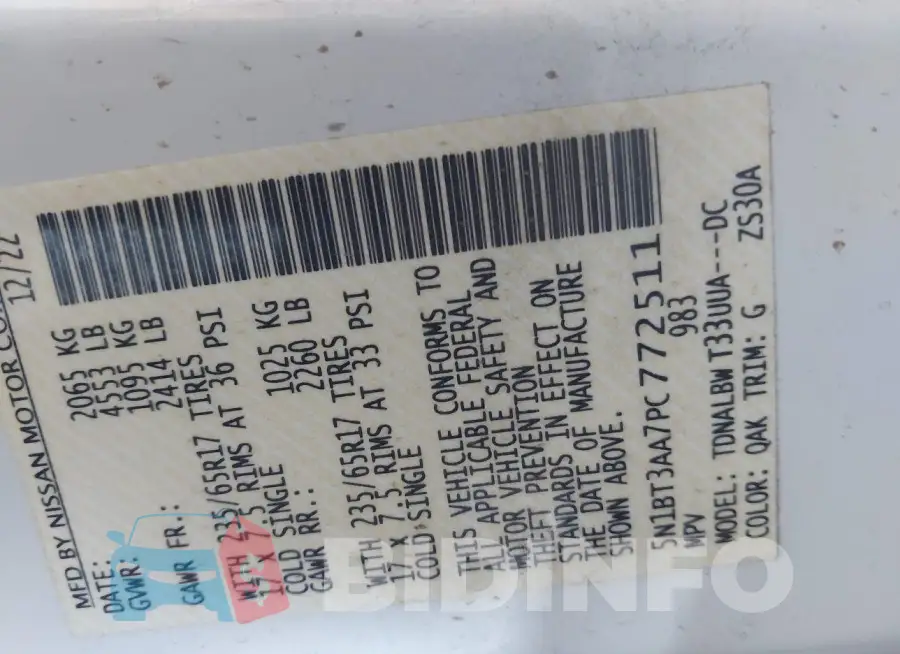 5N1BT3AA7PC772511 Photo# 9