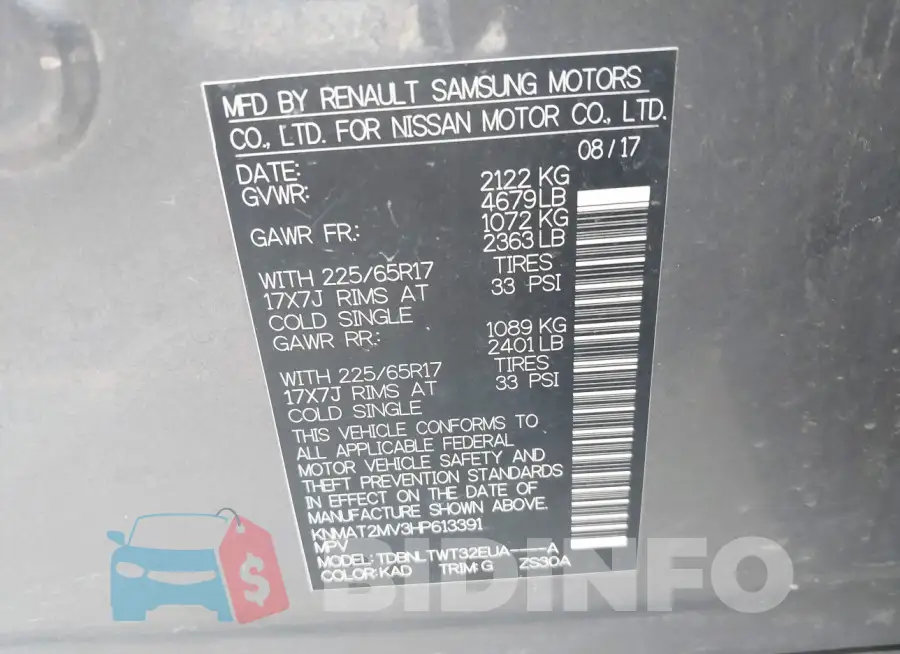 KNMAT2MV3HP613391 Photo# 9