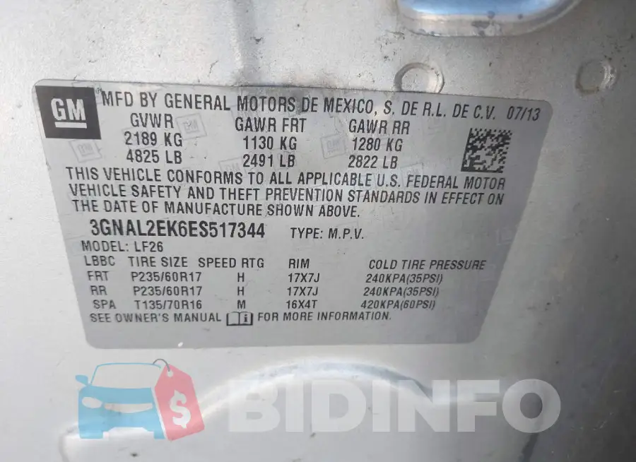3GNAL2EK6ES517344 Photo# 9