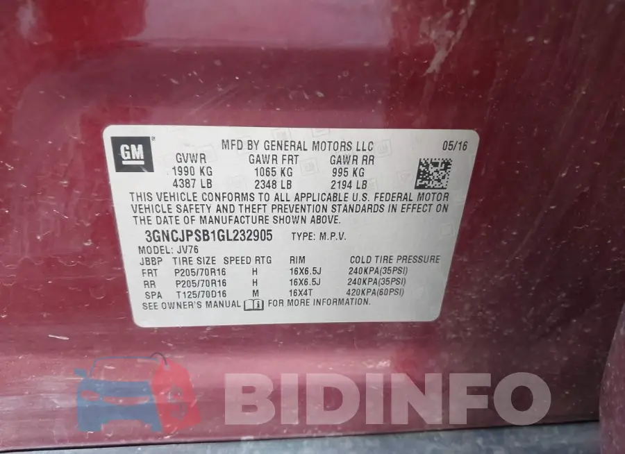 3GNCJPSB1GL232905 Photo# 9