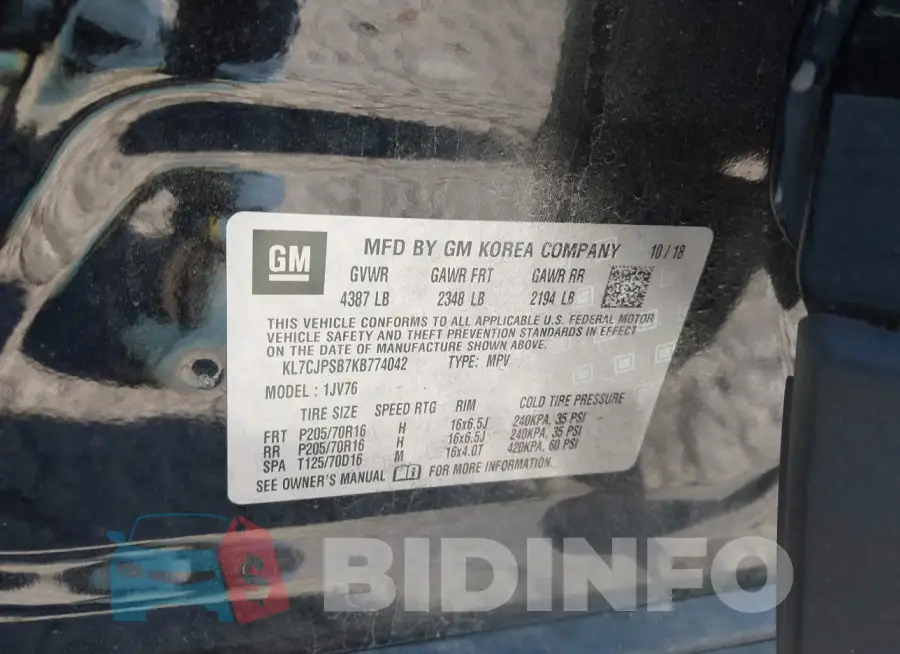KL7CJPSB7KB774042 Photo# 9