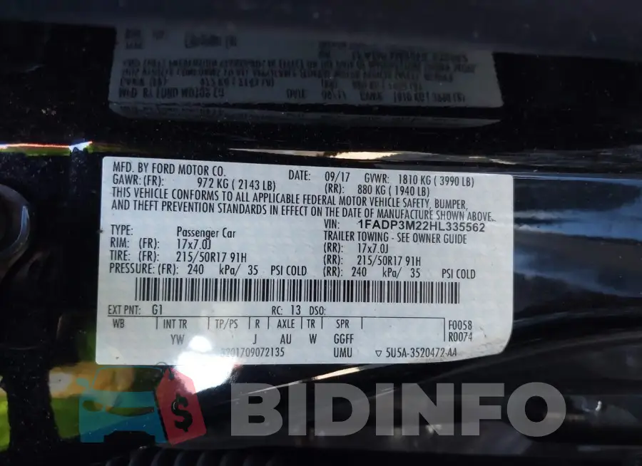 1FADP3M22HL335562 Photo# 9