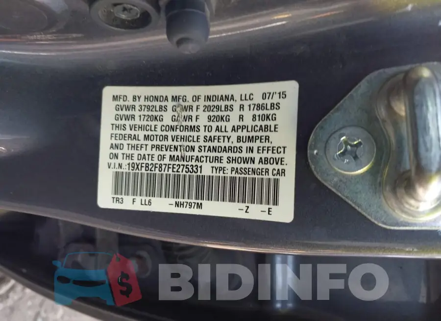 19XFB2F87FE275331 Photo# 9