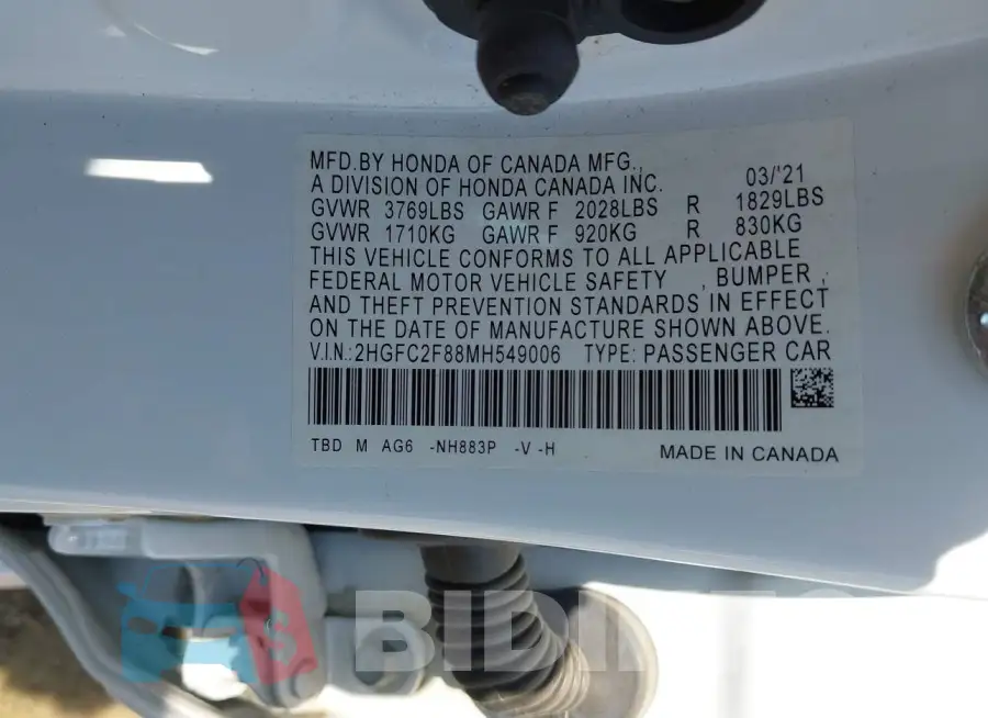 2HGFC2F88MH549006 Photo# 9