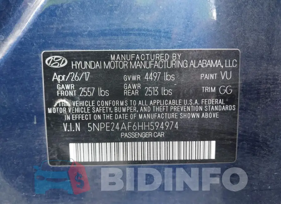 5NPE24AF6HH594974 Photo# 9