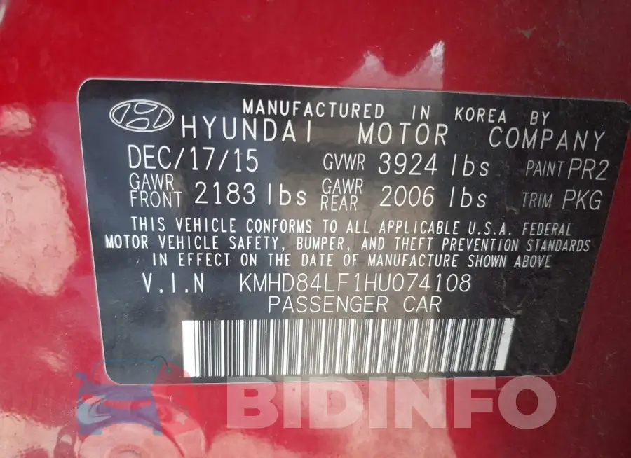 KMHD84LF1HU074108 Photo# 9