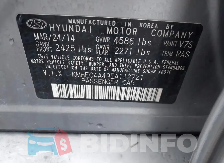 KMHEC4A49EA112721 Photo# 9