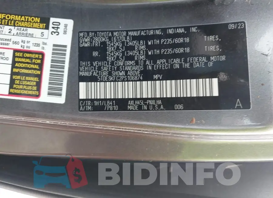 5TDESKFC2PS106874 Photo# 9