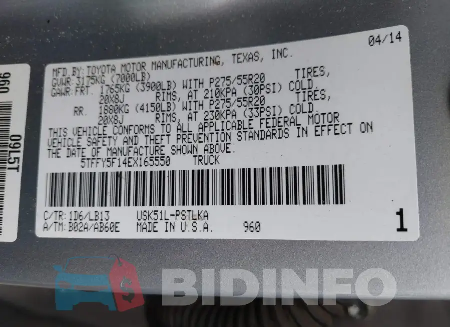 5TFFY5F14EX165550 Photo# 9