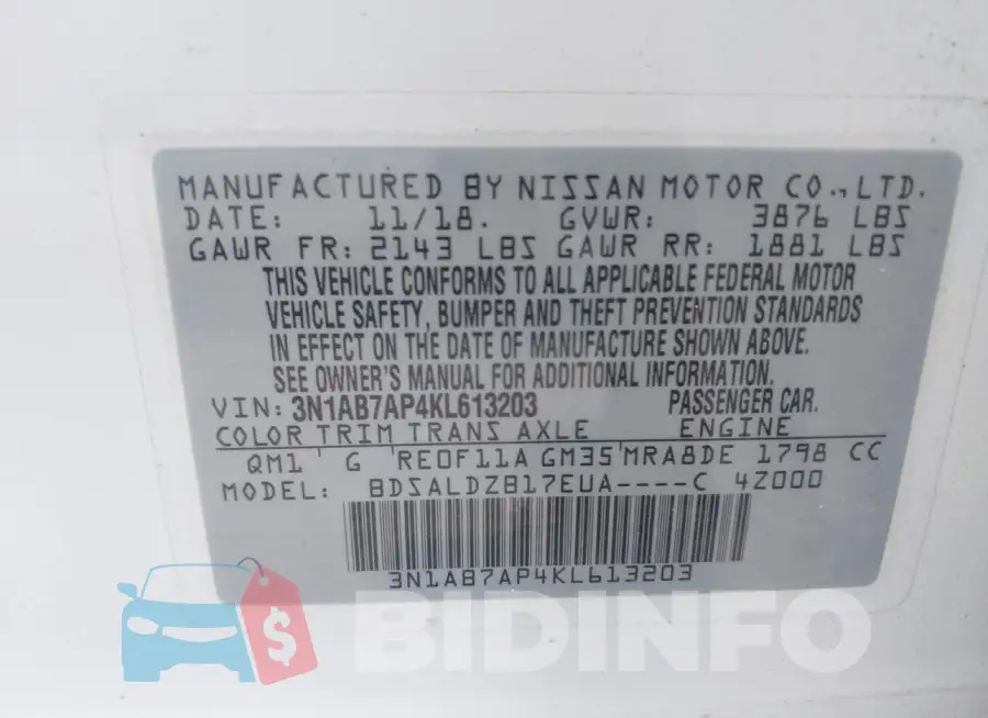 3N1AB7AP4KL613203 Photo# 9