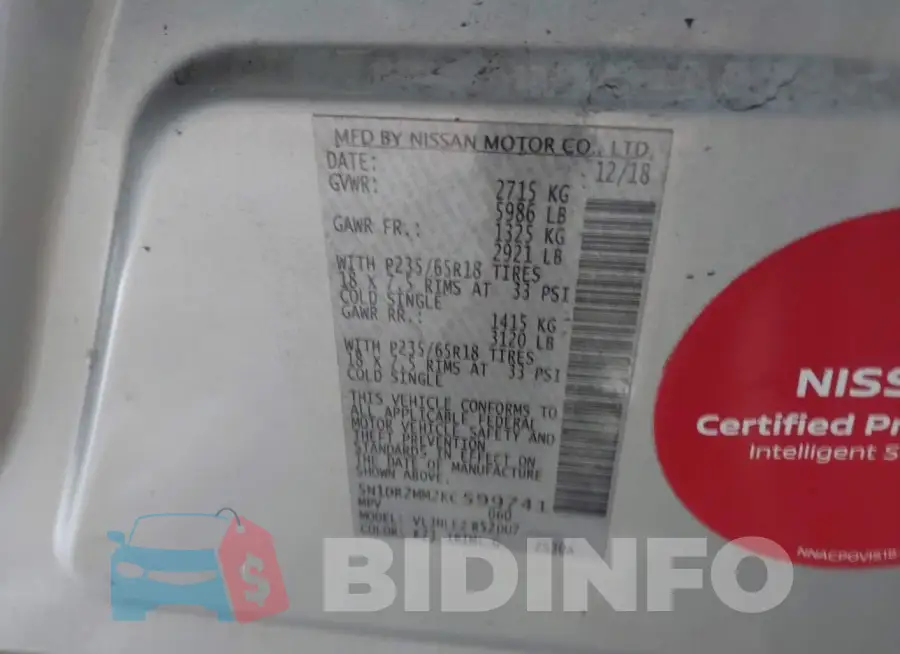 5N1DR2MM2KC599741 Photo# 9