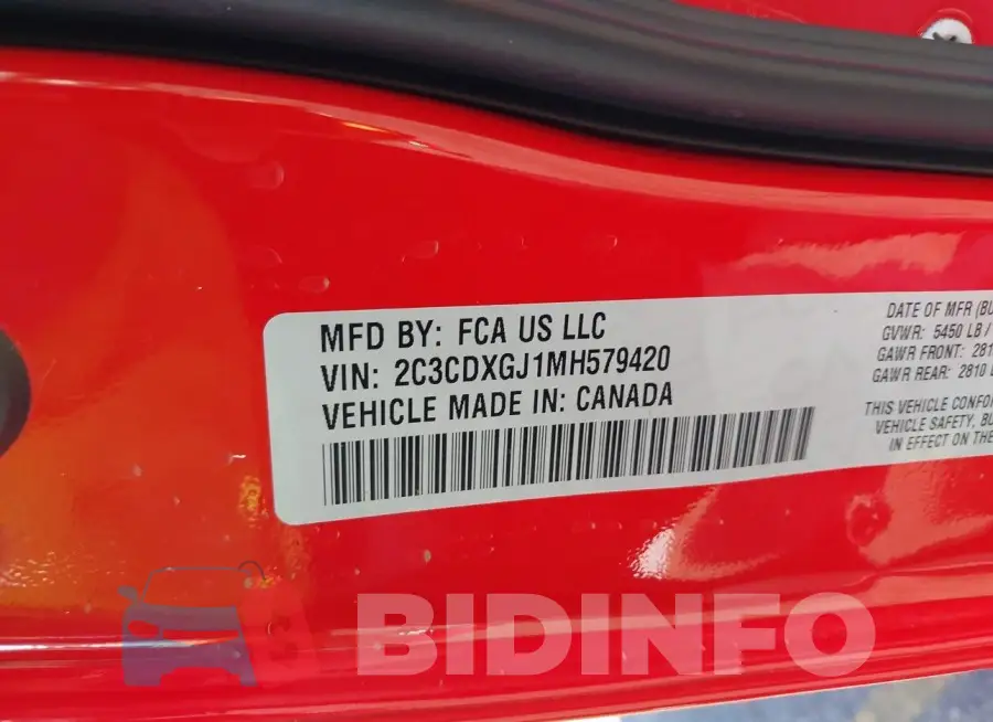 2C3CDXGJ1MH579420 Photo# 9