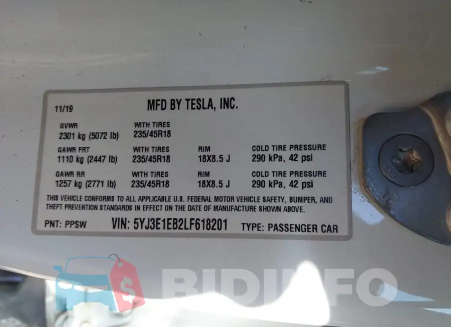 5YJ3E1EB2LF618201 Photo# 9