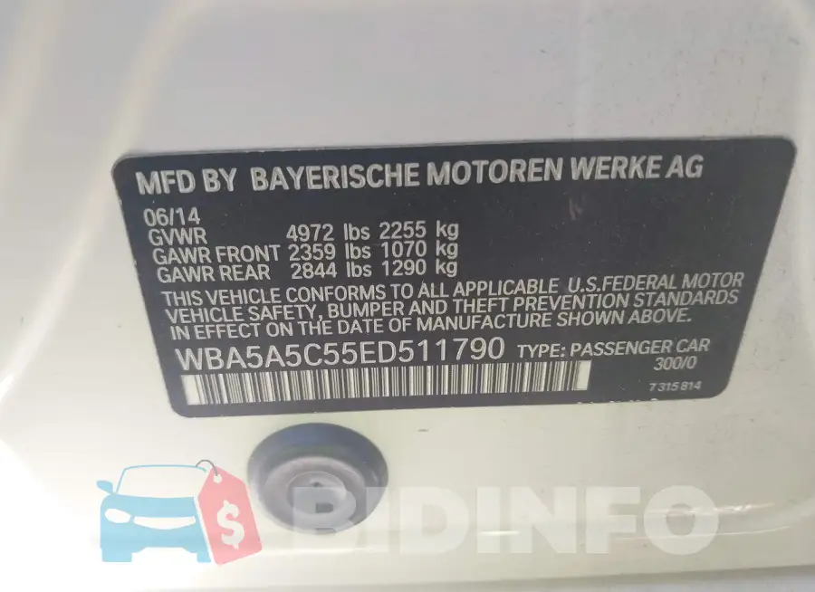 WBA5A5C55ED511790 Photo# 9