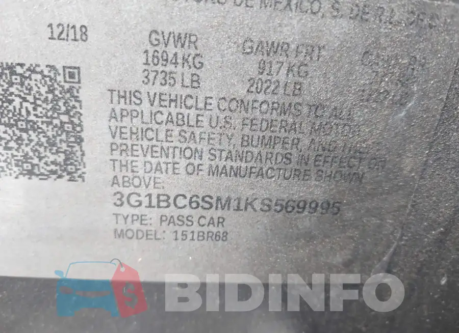 3G1BC6SM1KS569995 Photo# 9