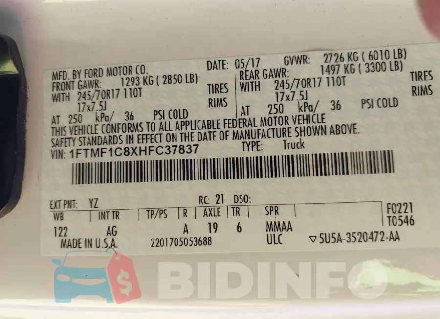 1FTMF1C8XHFC37837 Photo# 9