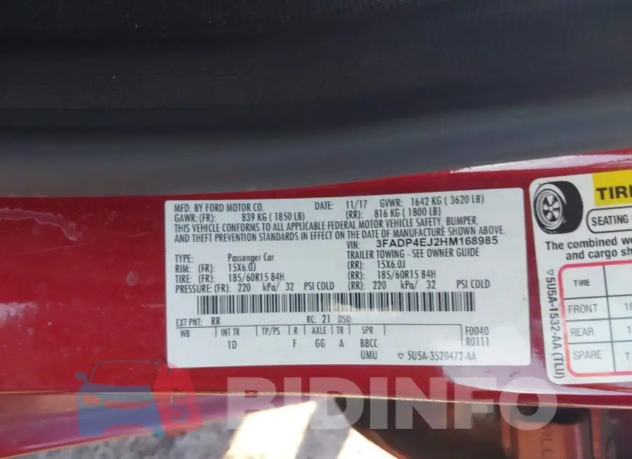 3FADP4EJ2HM168985 Photo# 9