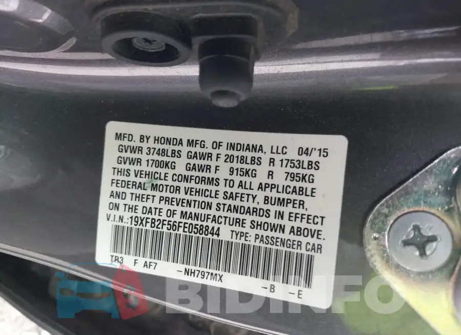 19XFB2F56FE058844 Photo# 9