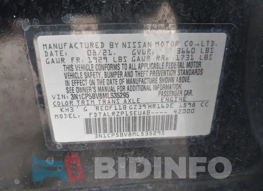 3N1CP5BV8ML535295 Photo# 9