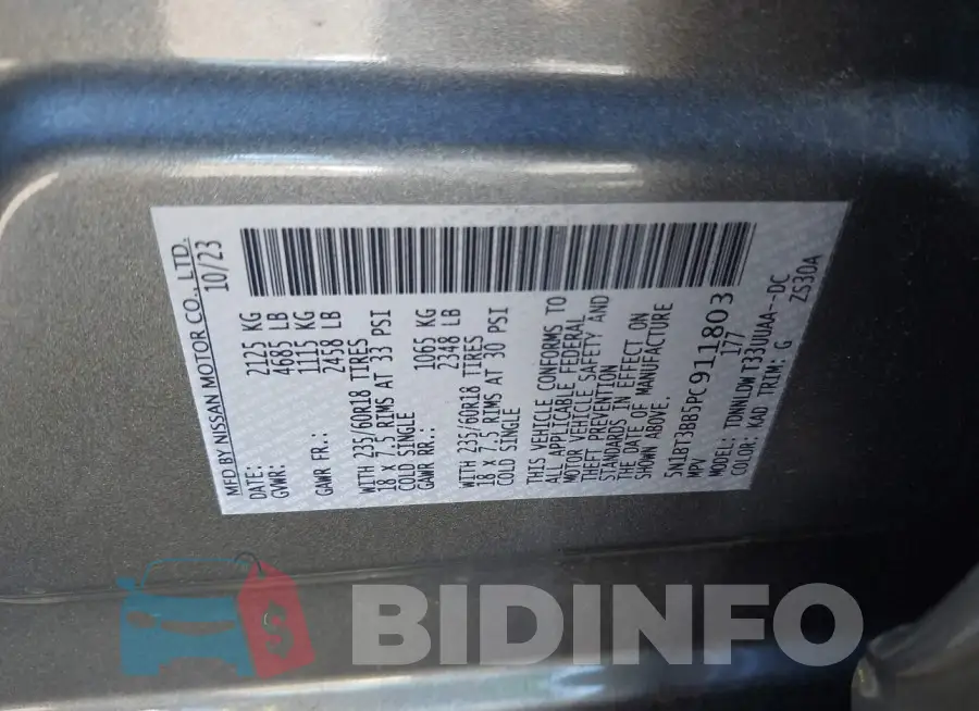 5N1BT3BB5PC911803 Photo# 9