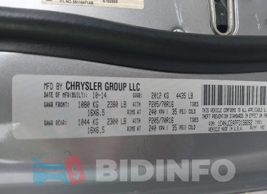 1C4NJCEA7FD158262 Photo# 9