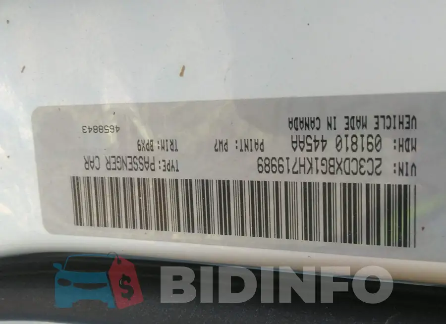 2C3CDXBG1KH719989 Photo# 9
