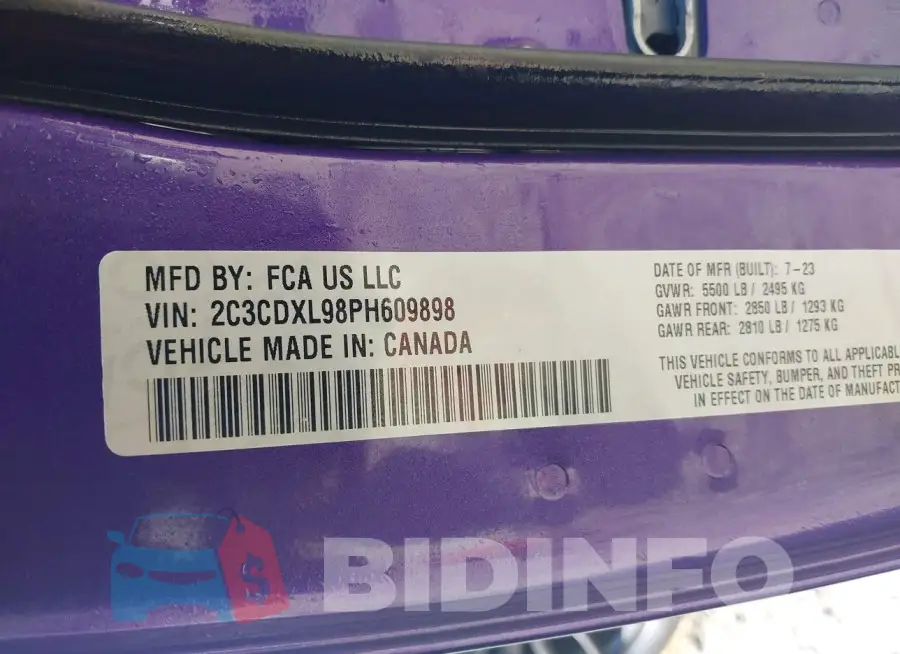 2C3CDXL98PH609898 Photo# 9