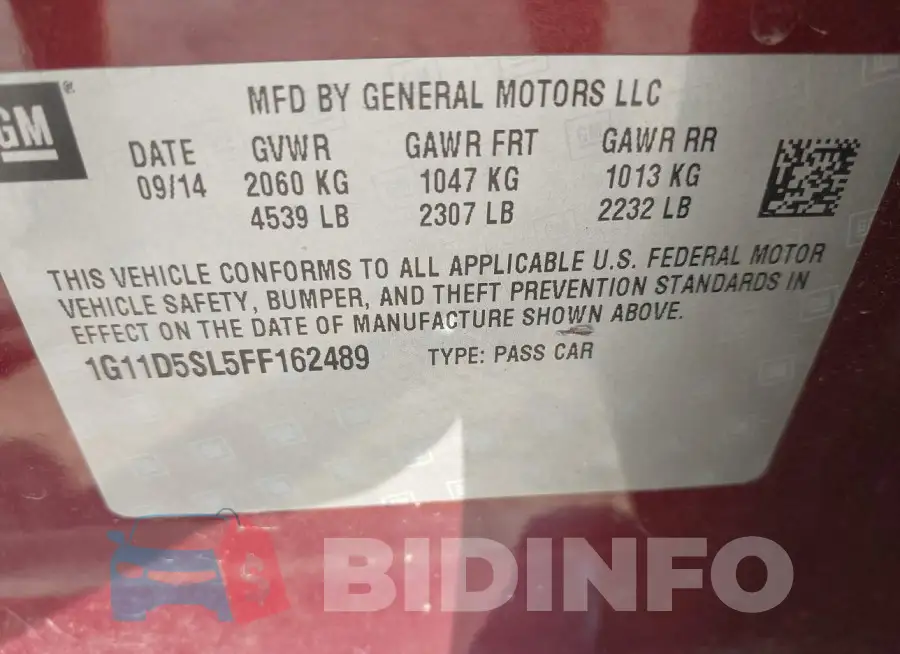 1G11D5SL5FF162489 Photo# 9