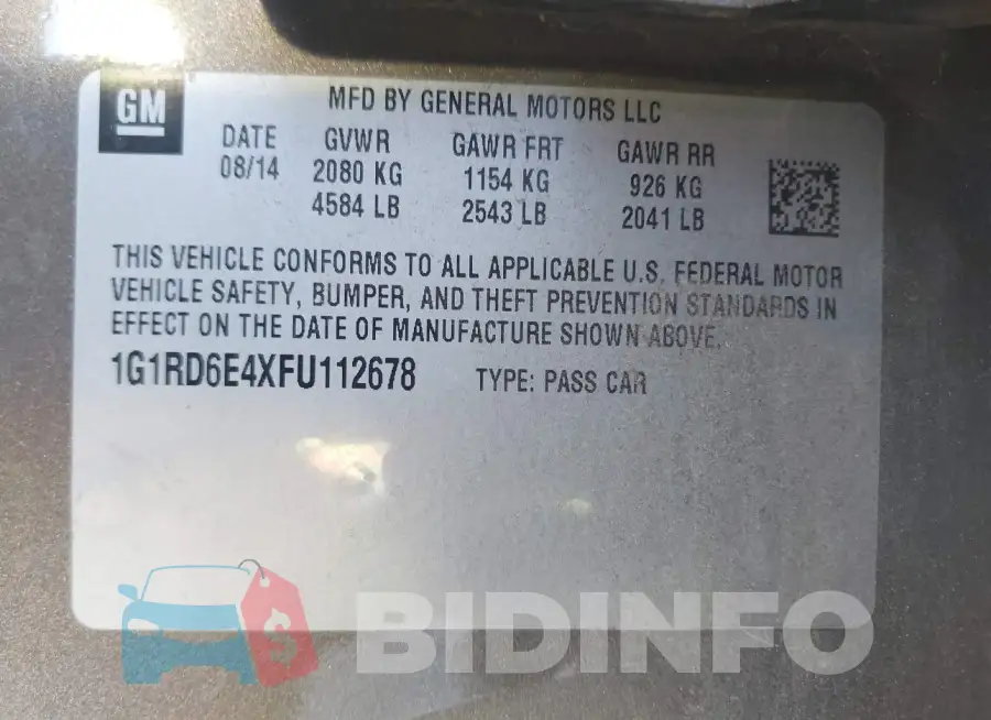 1G1RD6E4XFU112678 Photo# 9
