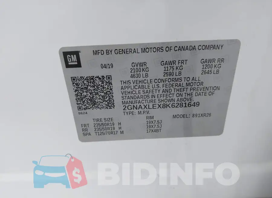 2GNAXLEX8K6281649 Photo# 9