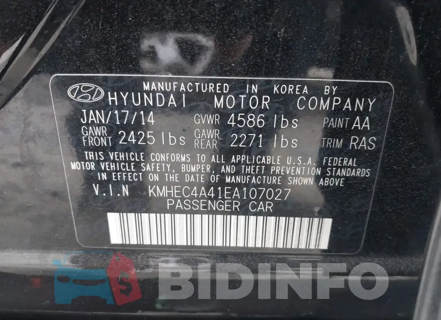 KMHEC4A41EA107027 Photo# 9
