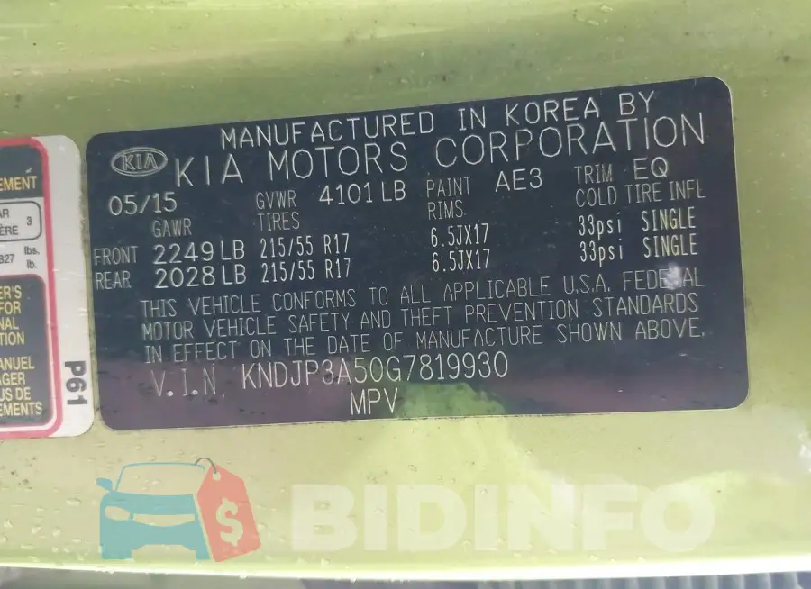 KNDJP3A50G7819930 Photo# 9
